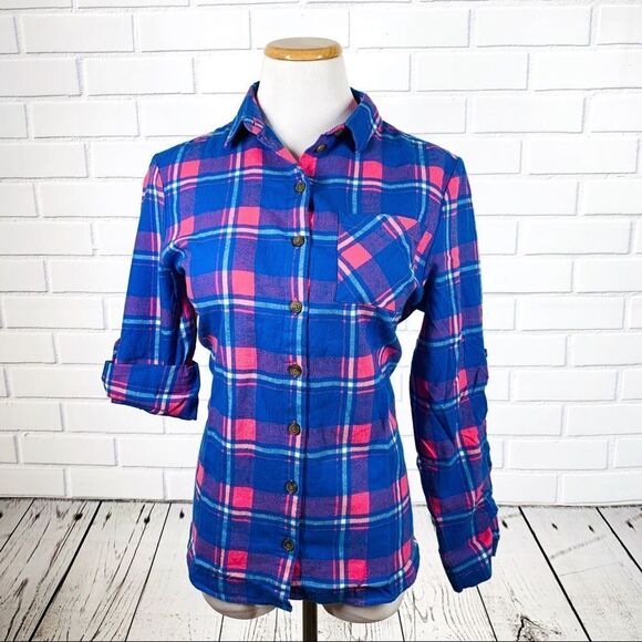 NWT C&C California Blue Flannel Button Down - Small - Picture 1 of 8